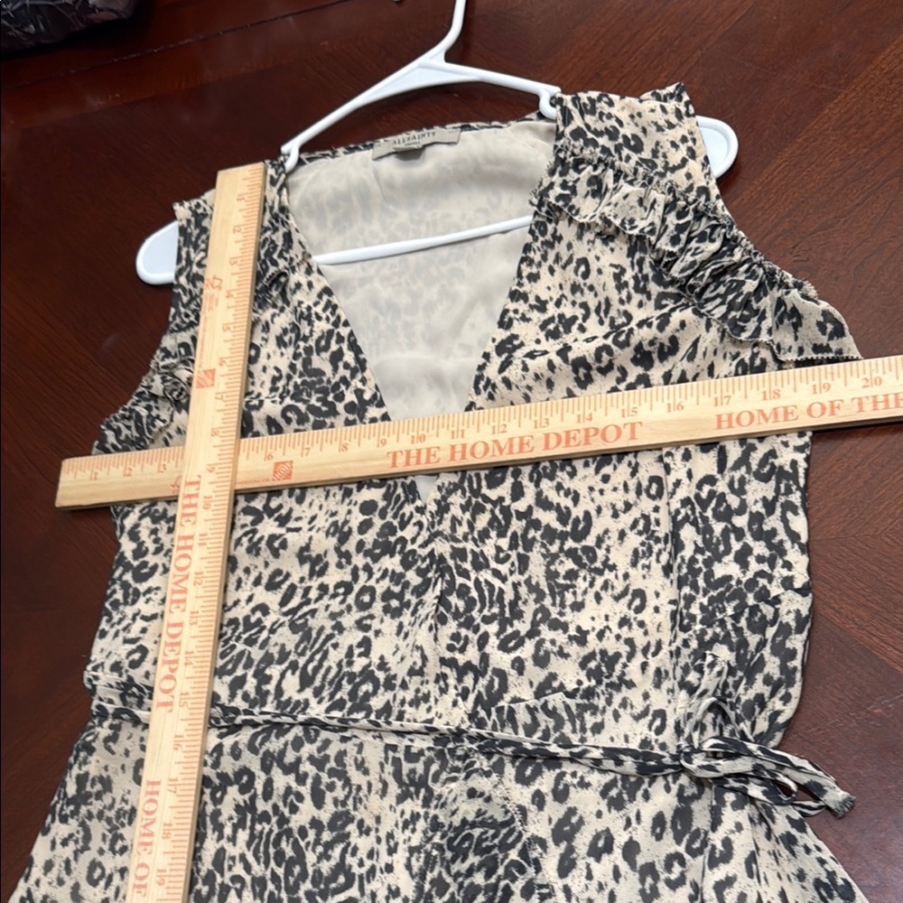 All Saints Priya patch animal print Ruffled Wrap Mini Dress Sz small S - Picture 11 of 12